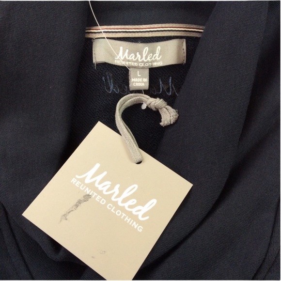 Marled French Terry Shawl Collar Pullover Size L - Picture 7 of 11